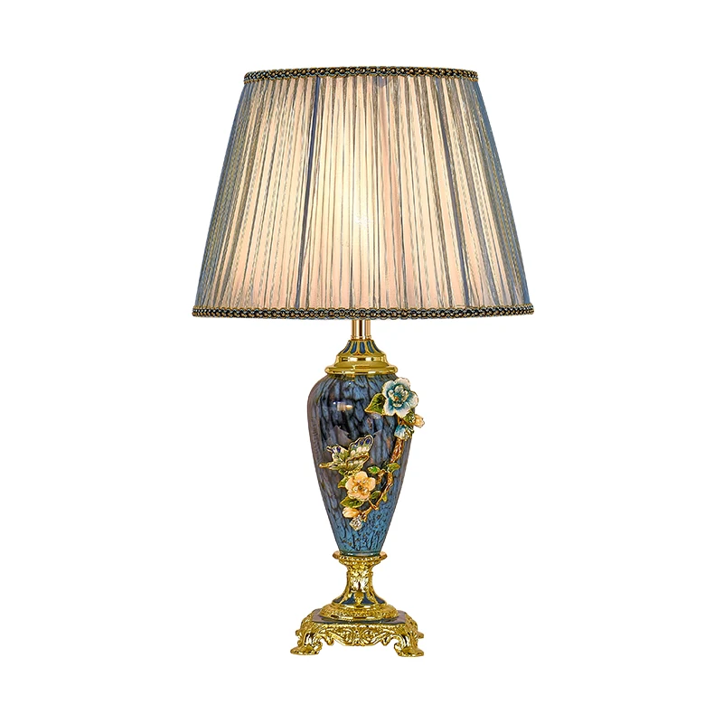 Continuous System Full Copper Enamel Color Desk Lamp European Luxurious A Living Room Study Bedroom Bedside Originality Ceramics | Лампы и