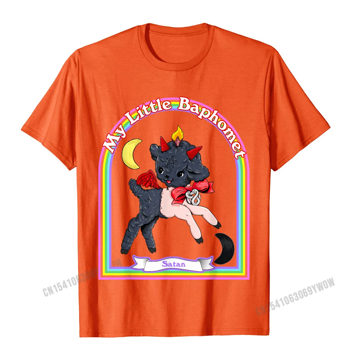 Printed Round Collar Top T-shirts April FOOL DAY Tops Shirt Short Sleeve Brand 100% Cotton Hip hop T-Shirt 3D Printed Men Baphomet Cute Satan Kawaii Retro Vintage Satanic Atheist T-Shirt__911 orange