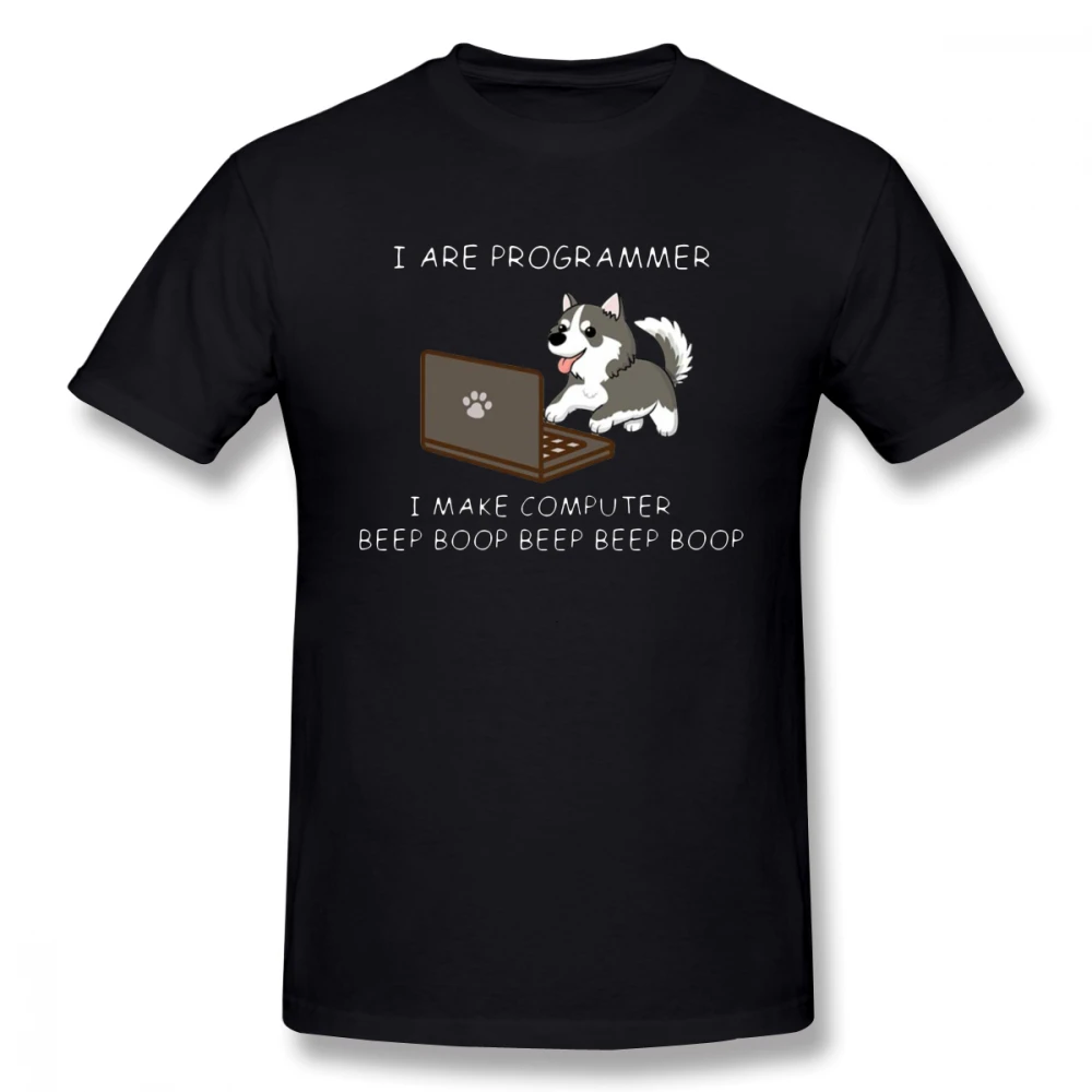 Мужская футболка с надписью «I Am Programmer I Make Computer Beep Boop Husky», новинка, Homme Guy, 4XL, 5XL, 6XL, хлопковые футболки с круглым вырезом и короткими рукавами для мальчиков