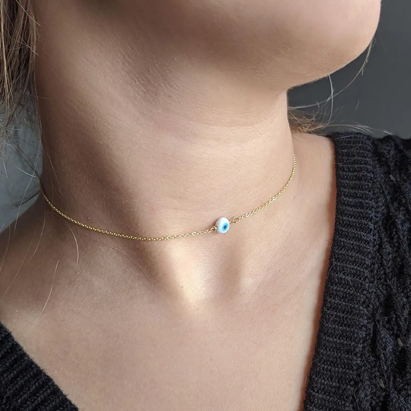 Blue Evil Eye Necklace, Handmade Turkish Glass and 18kt gold filled - Image 6