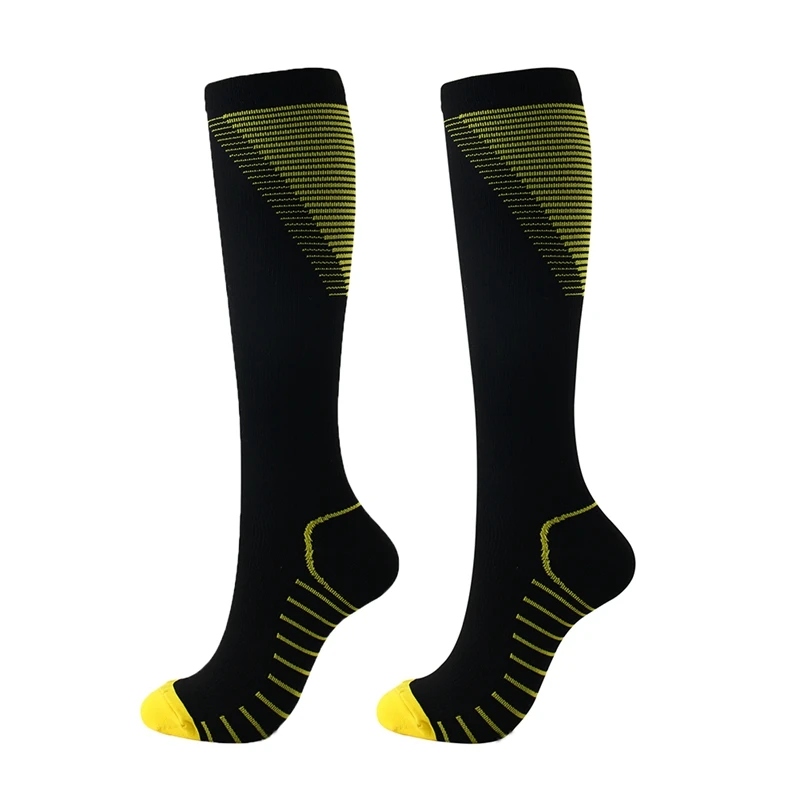 Спортивные носки для бега, марафона, носки для велоспорта, Длинные компрессионные дышащие баскетбольные футбольные обезболивающие спортивные носки для бега ZX00 - Цвет: Цвет: желтый