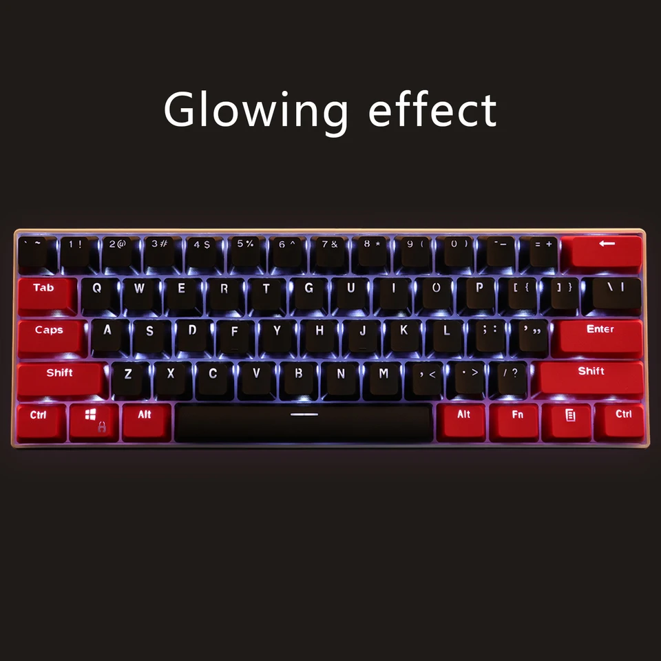 メカニカルキーボード用のPbtキーキャップ,61キー,赤,黒,ダブルカラー