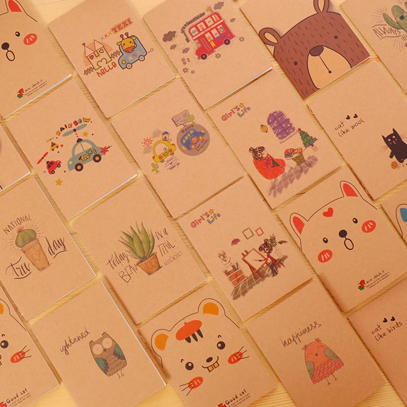 1pcs/lot kawaii Kraft Paper Retro 64K Mini Diary Blank Inner Notebook Stationery School Office Stationery Sketchbook