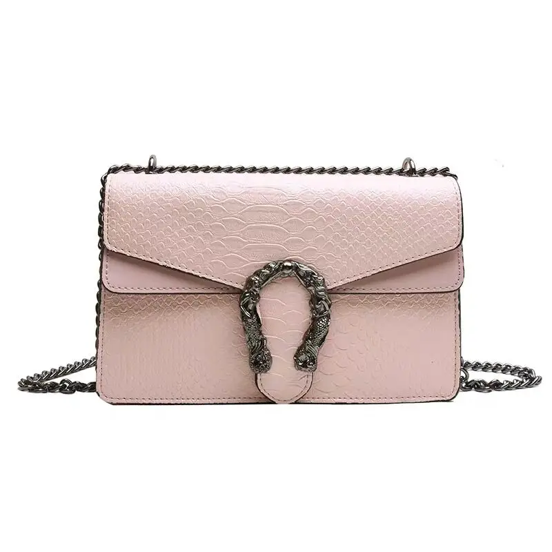 Модная женская сумка serpenten, Высококачественная кожаная сумка-мессенджер, дизайнерская сумка через плечо на цепочке, женская Сумка Bolso Mujer - Цвет: Pink