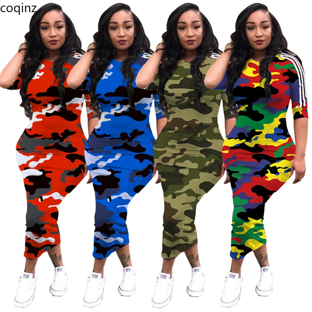 

Summer 2019 Plus Size Sexy Club Bodycon Dress Women Maxi Camouflage Dress Ladies Casual Long Work Office Dresses Vestidos GL6168