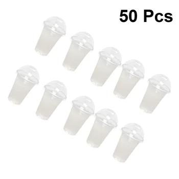 

100Pcs 360ml Disposable Clear Plastic Cups with a Hole Dome Lids for Tea Fruit Juice Milk Tea with Covers