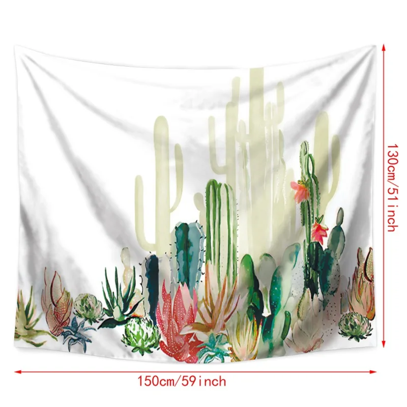 

Wall Hanging Tapestry Cactus Printed Polyester Fabric Blanket Bedspread Beach Tapiz Towels Picnic Mat Dorm Tropical Tapestry