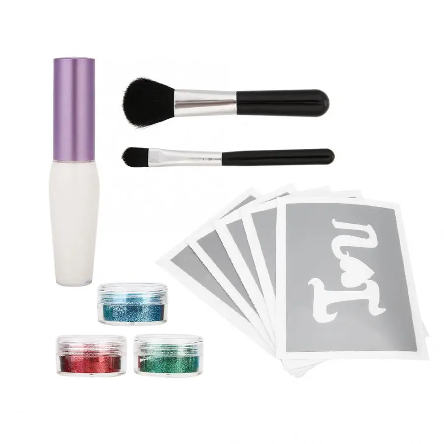 Temporary Tattoo Glitter Tattoo Set Powder Face Body Painting Glitter Tattoo Art Tool Body Painting Art For Kids Teenagers