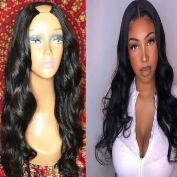 

Colored Left /Right/Middle Part U shape Wig 1*3 Curly U Part Human Hair Wig Water Wave Indian Remy Hair Wig For Women