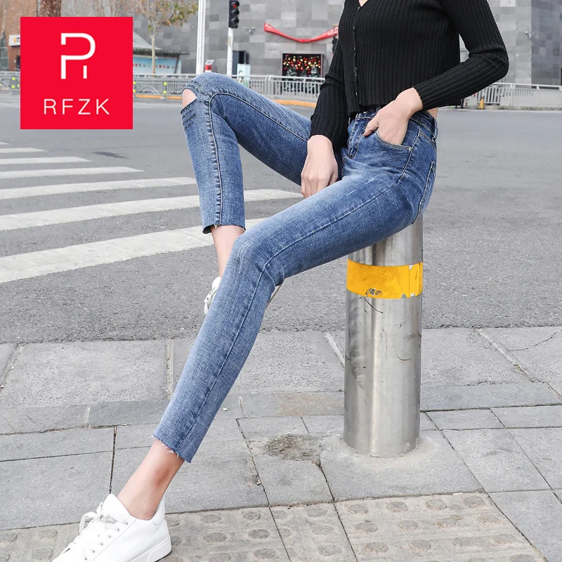 

RFZK 2020 New Women Black Jeans High Waist Jeans Elastic Cowboy Pencil Pants Full Length Trousers Skinny Casual Jeans Ladies