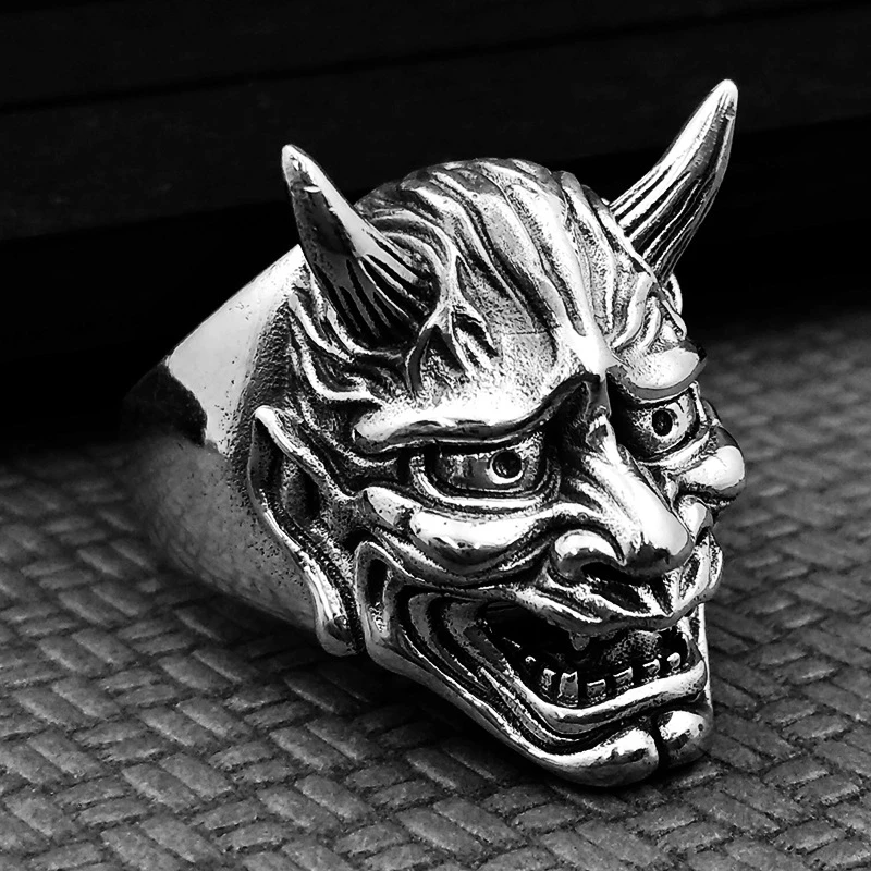 Retro Hannya Mask Ring Japanese Style Men's Halloween Ring Hip Hop Rock