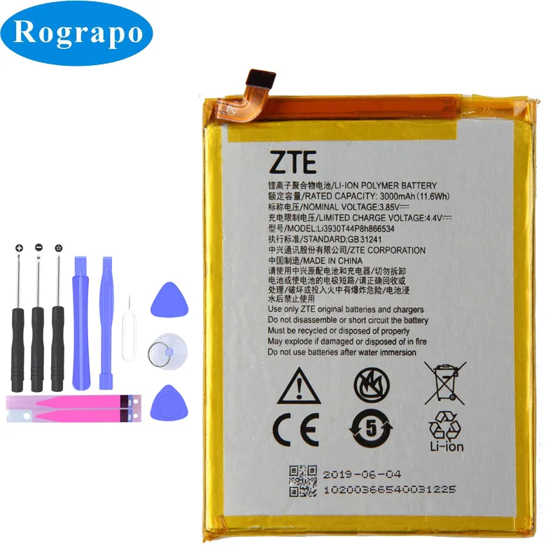Оригинальный новый аккумулятор 3000 мАч Li3930T44P8h866534 для ZTE Blade V7 MAX V7MAX BV0710 BV0710T