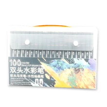 72/100 цветов, тонкая подводка, двойной кончик, кисть, ручка, художественный маркер, фетровый наконечник, школьные принадлежности, каллиграфия, ручка, акварельное искусство, маркер