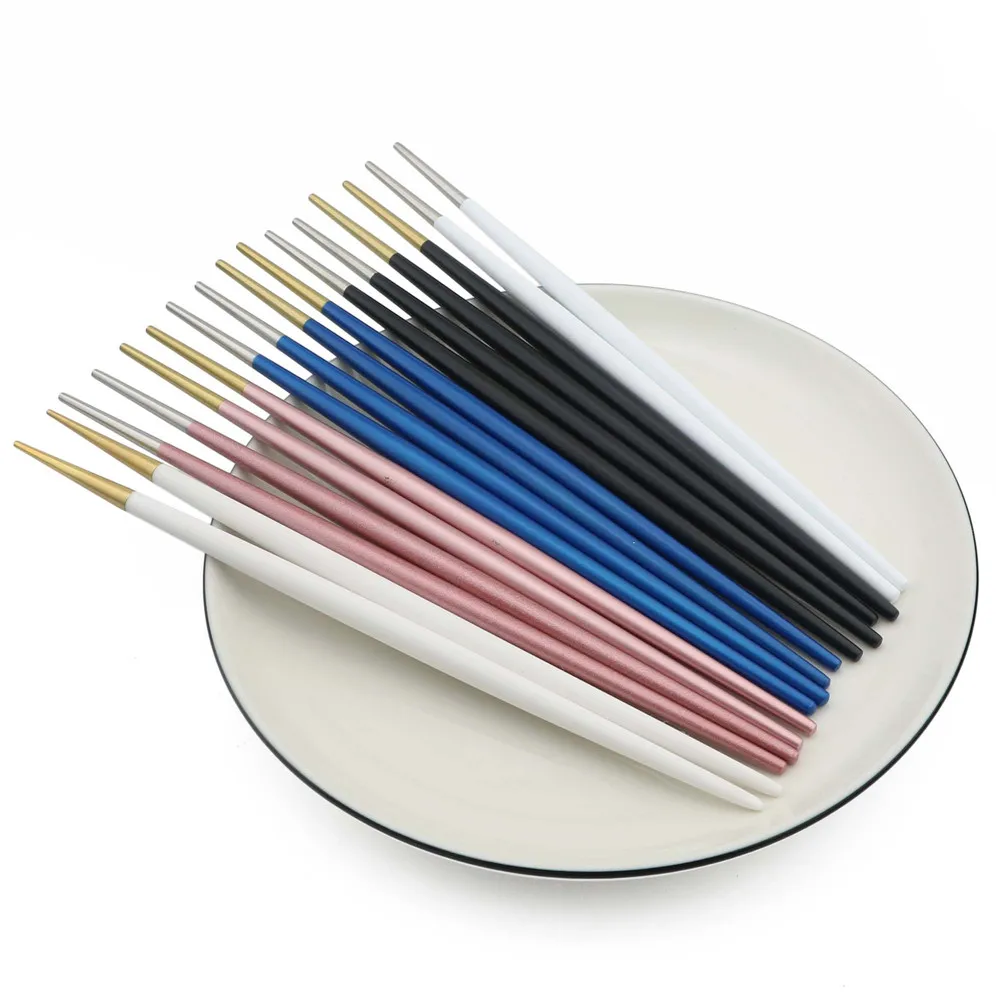 

2 Pairs Metal Dinnerware 304 Stainless Steel Chopsticks Food Grade Japanese Food Sushi Flatware Cooking Camping Travel Utensils