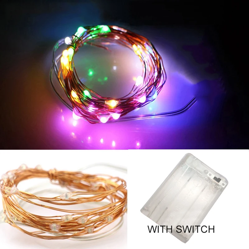 LED Fairy светильник 2/5 м гирлянды Батарея питание гирлянда Медный провод для