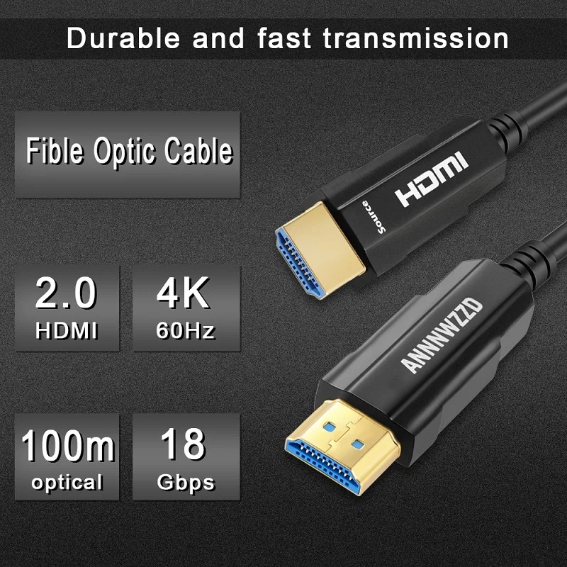 Черный Кабель HDMI 2,0 4K 60Hz волоконно-оптический кабель HDMI 2,0 2.0a 2.0b HDR для HDTV коробка проектор PS4 кабель HDMI 10m 20m 30m 50m HDMI кабель - Цвет: Черный