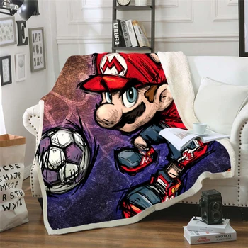 

Hoodie Blanket Plush Blanket 3D Super Mario Printed Sherpa Fleece Microfiber Blanket Gift Drop Shipping 014