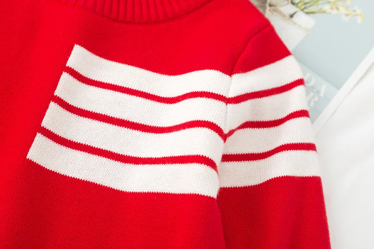 Детский свитер, пуловер осень-зима, круглый вырез, длинный рукав, плотный теплый полосатый Детский свитер, одежда для маленьких мальчиков и девочек, вязаные свитера