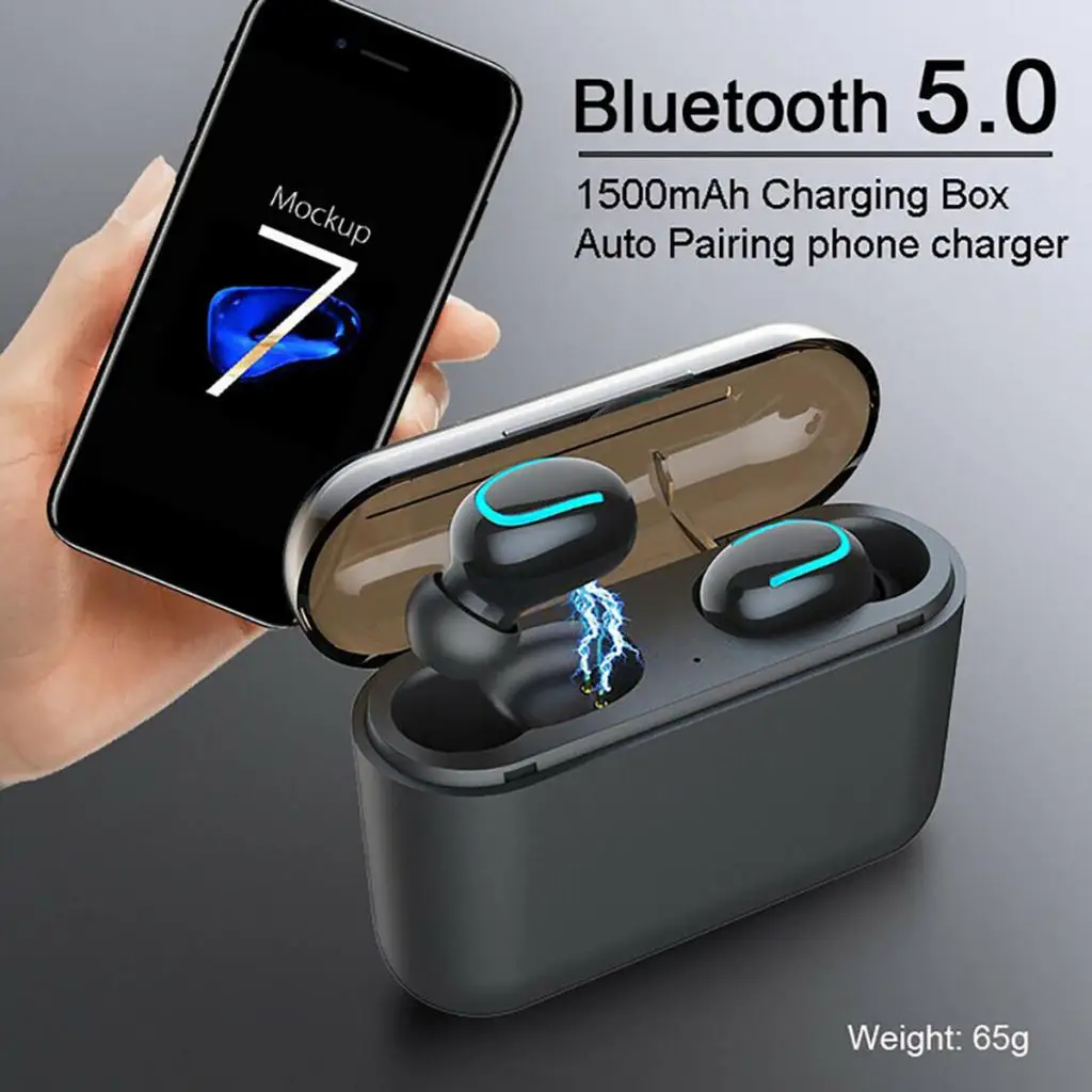 True Wireless Bluetooth 5.0 Earphone TWS Wireless Headphons Sport Handsfree Earbuds 3D Stereo Gaming Headset W/ Mic Charging Box