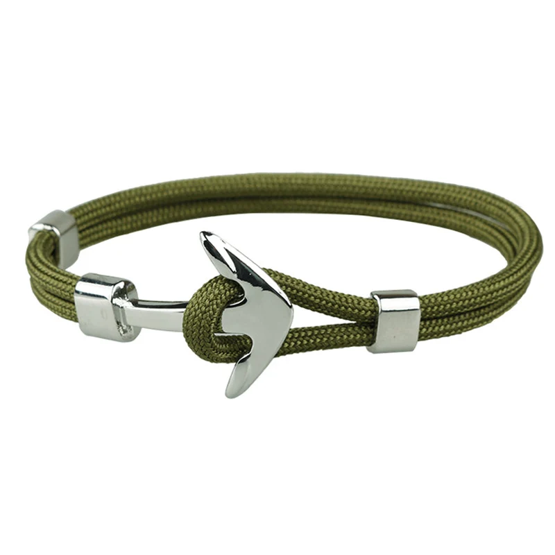 Серебряный ArmyGreen якорь цепочка браслет в виде веревки ожерелье для женщин мужчин