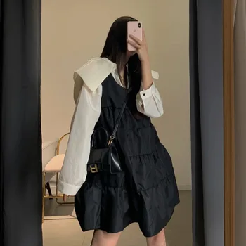 

2020 spring new Nylon Vest GIRL'S Loose ball gown dress black dress