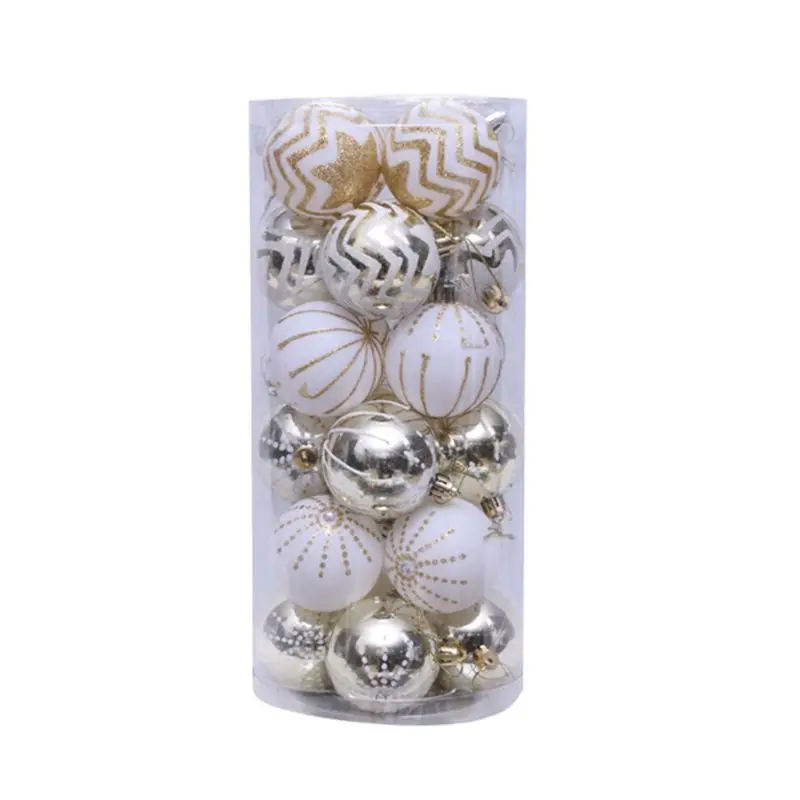 24 6cm PCS Christmas Ball Ornaments Painted Shatterproof Christmas Decorations GXMA - Цвет: 3