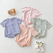 

LZH Baby Clothing 2022 Summer New Short Sleeve Newborn Baby Stripe Triangle Romper For Infant Baby Boys Girls Jumpsuit 0-3 Years