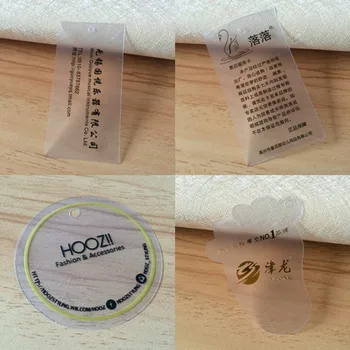 

New fashion customized transparent PVC cardboards, high grade clear PVC clothes tags, hot black golding stamping tags