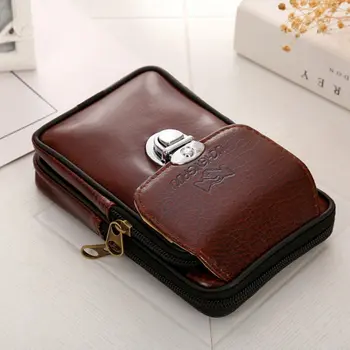 

2020 PU Leather Waterproof Cigarettes Packs On The Belt Multi-function Outdoor Purse Phone Coin Key Small Men Waist Bag