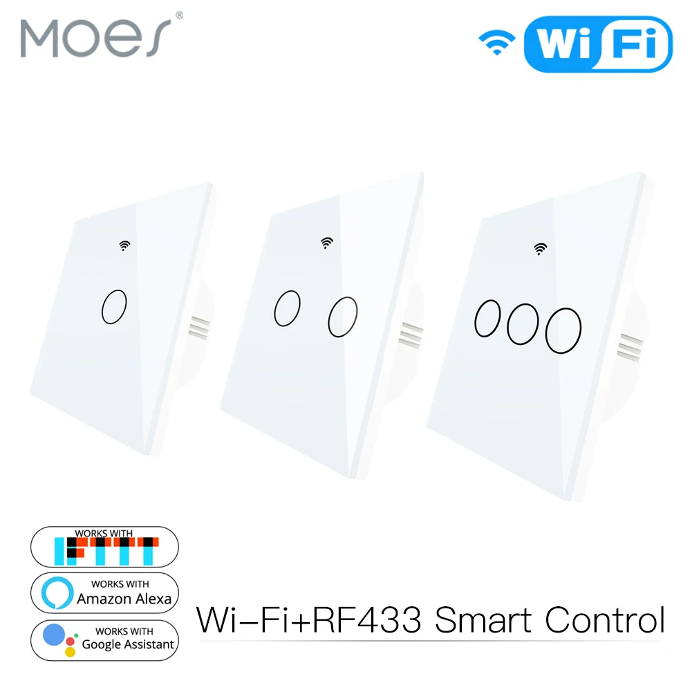  WiFi Smart Glass Panel Switch Tuya App Remote Control Work With Alexa Echo Google Home RF433 EU Typ - 4000098875281