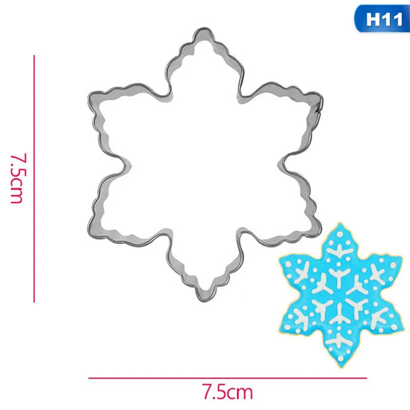 Формочка для рождественского печенья из нержавеющей стали для резки конфет бисквитов пресс-формы для приготовления пищи Рождественская тема металлические резаки форма снежинка снег