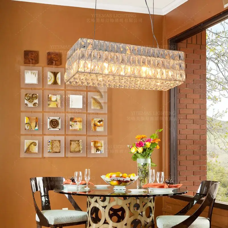 

Large rectangular crystal pendant light 10 lights for living room hotel lobby hall villa murano art decor pendulum lighting