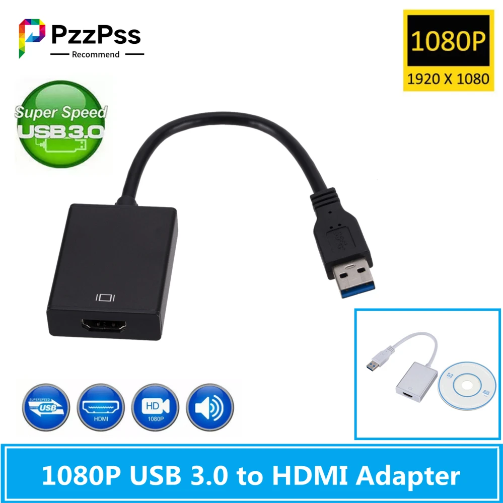 Кабель-переходник PzzPss с USB 3 0 на HDMI мама аудио-видео для ПК Windows 7/8/10 | Электроника