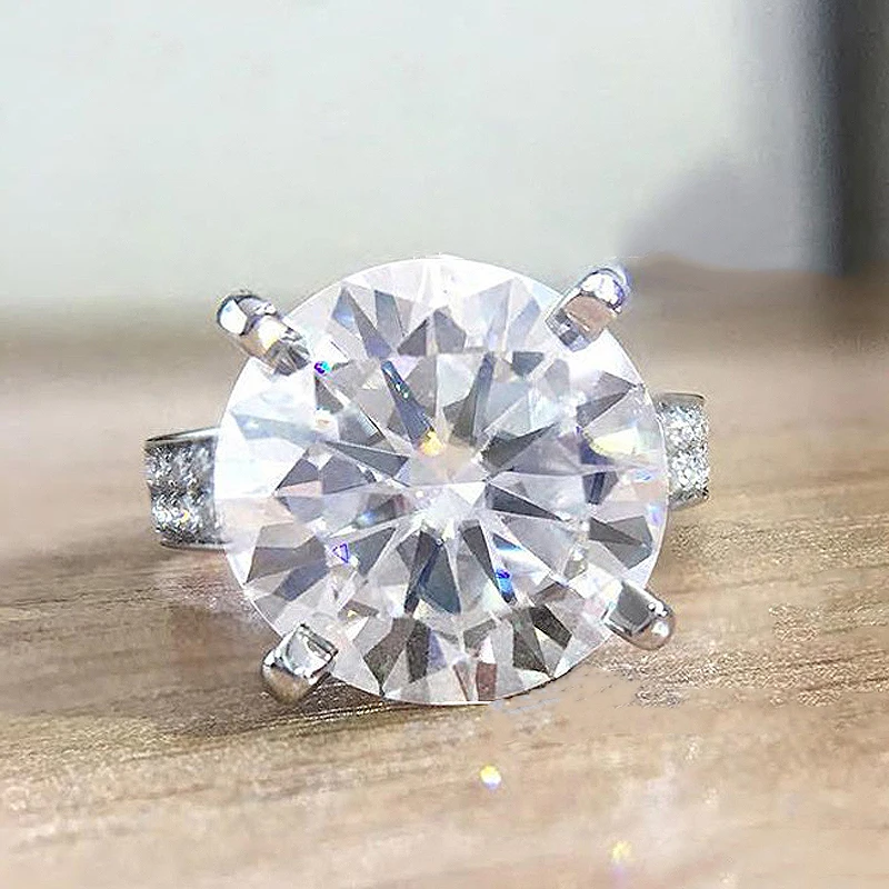 

2020 Fashion Women Ring 925 Silver Jewelry 9mm Round Shape AAA Zircon Gemstone Ornaments for Wedding Party Wholesale Accessories