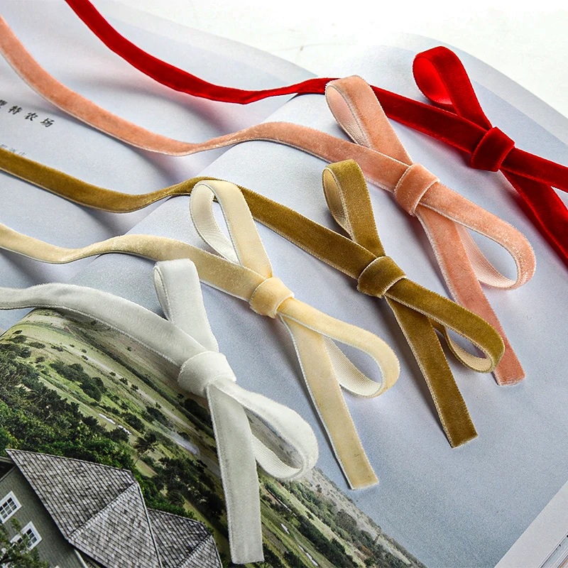 Velvet Ribbon Wedding Party Decoration Handmade Ribbon Gift Wrapping Hair Bowknot DIY Christmas 1cm Width 50Yards/roll ribbon decoration,ribbon supplies,christmas ribbon,velvet ribbon,wrapping ribbon