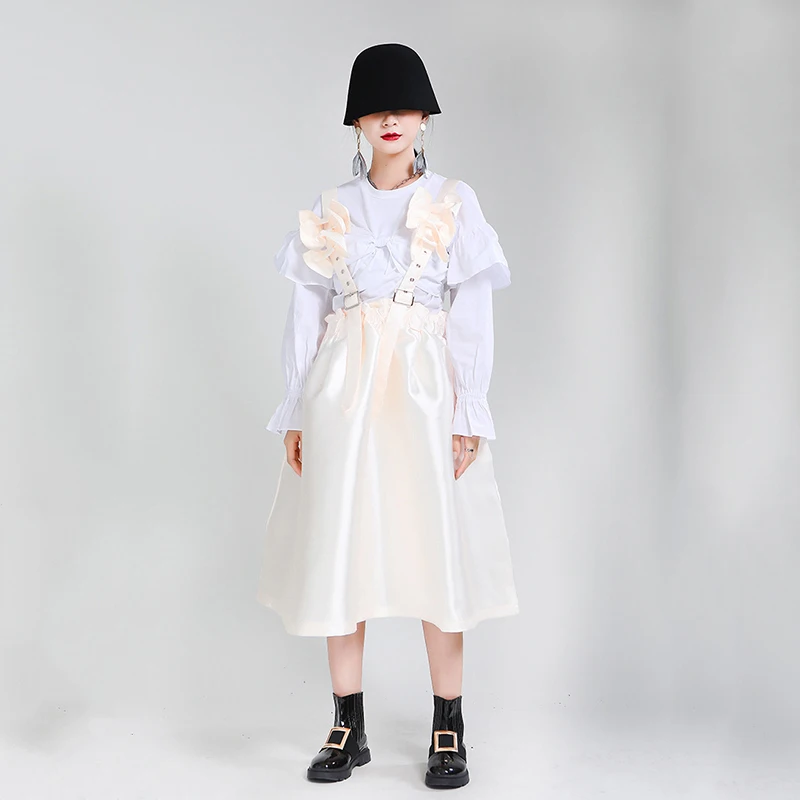 [EAM] Women Black Bow Split Joint Buckle Temperament Dress New Sleeveless Loose Fit Fashion Tide Spring Autumn 2020 1Z663