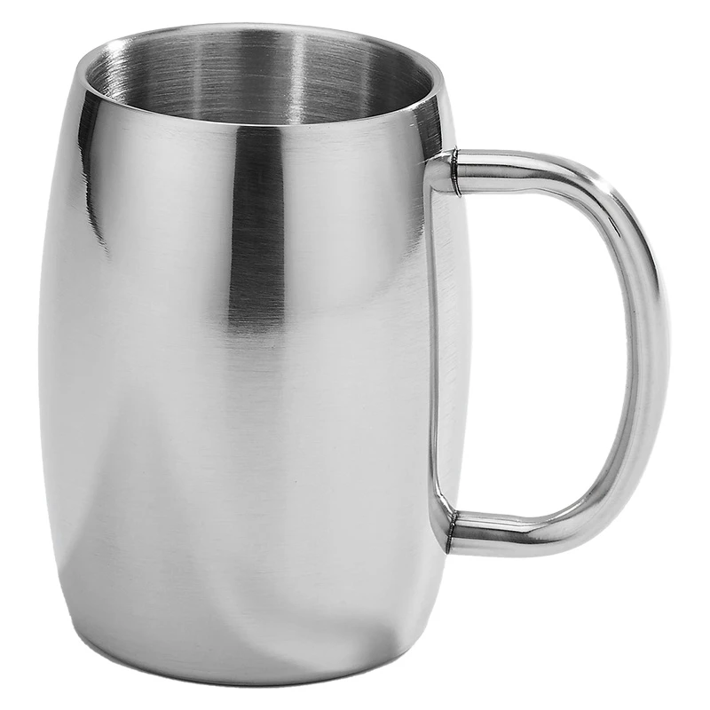 Mirror Light 304 Stainless Steel Mug Water Cup 500Ml Beer Coffee With Handle Gift | Дом и сад