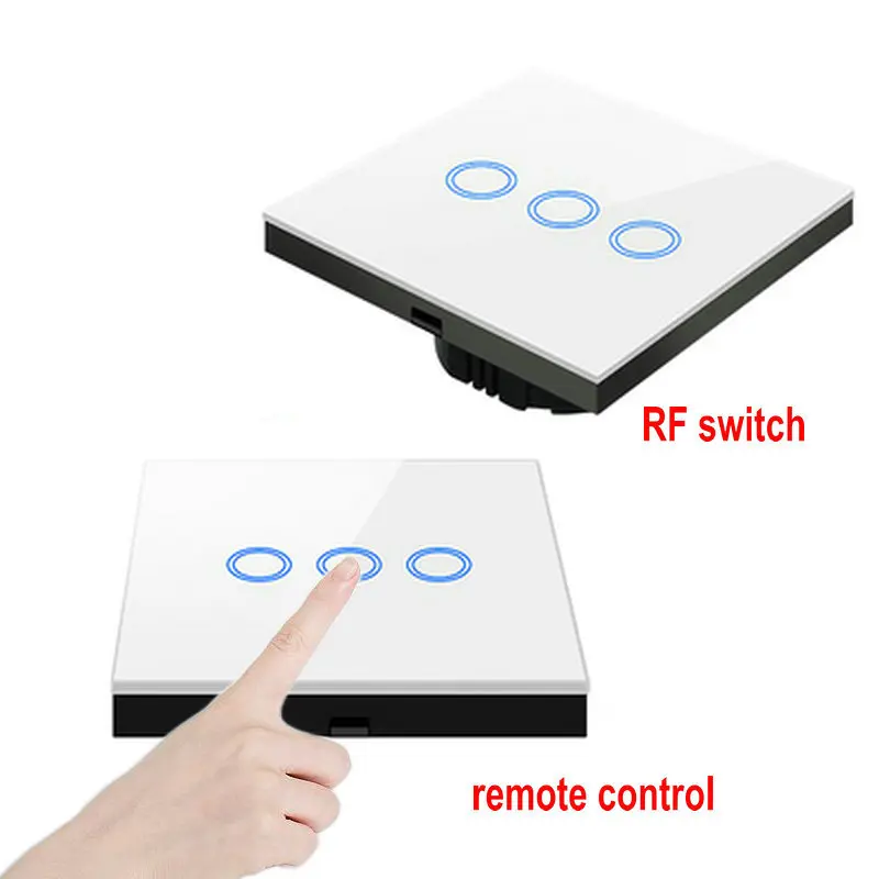 RF433 МГц 86 Тип настенный сенсорный пульт дистанционного управления беспроводной RF передатчик закаленное стекло панель Переключатель - Цвет: white 3 gang