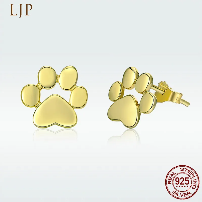 Classic 925 Sterling Silver Animal Dog Cat Paw Stud Earrings for Women Footprints Valentine's Day Gift Christmas present - Окраска металла: SCE407-4