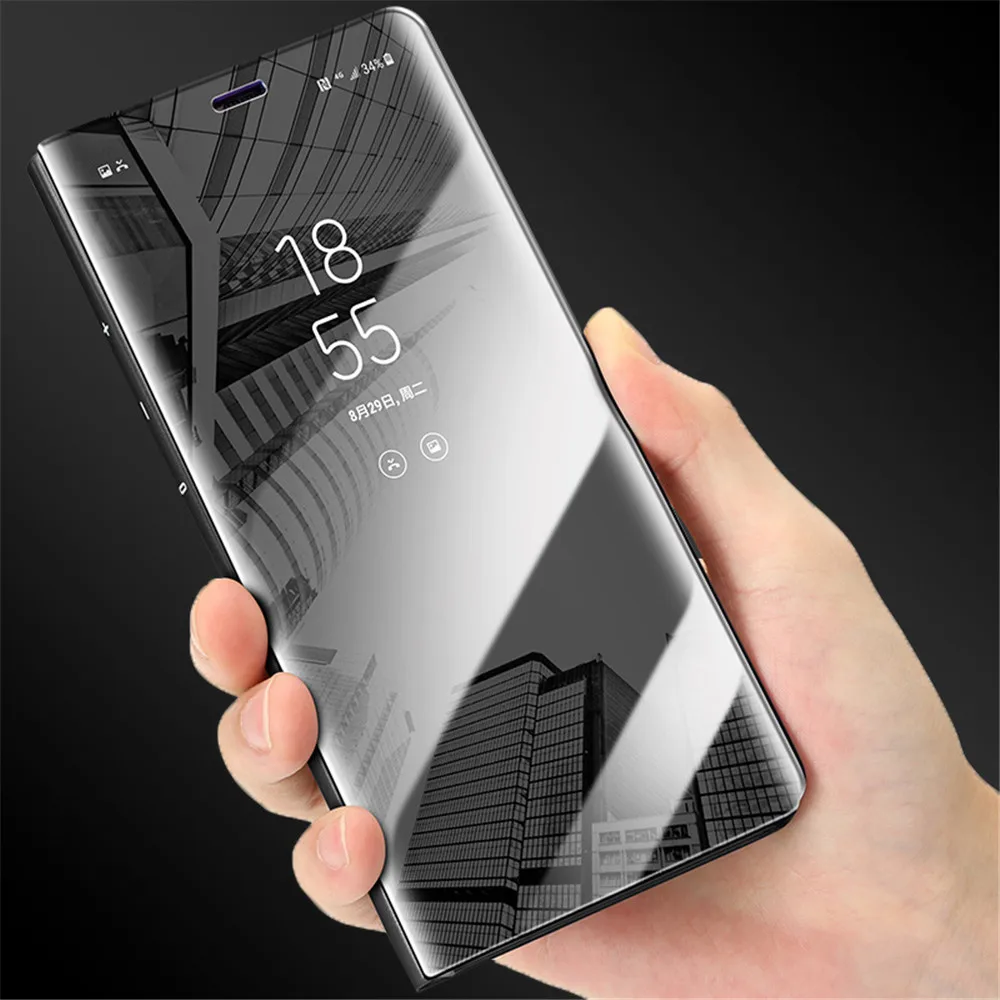 

For Apple iPhone 11 Pro Xs Max XR X 8 7 6s 6 Plus Clear View Mirror Flip Case For iPhone 11 Pro Max 5 5S SE Transparent Cover