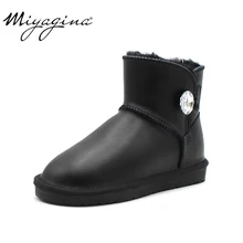 Новинка; Брендовые женские зимние ботинки; женские ботинки из натуральной воловьей кожи; натуральный мех; теплая шерсть; зимние ботинки;