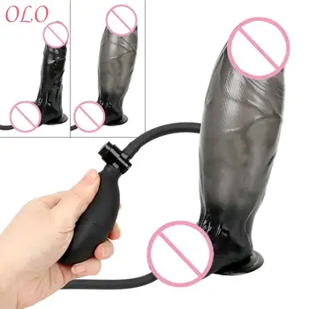 OLO Realistic Penis Huge Inflatable Dildo Sex Toys For Women Sex Products Anal Plug Suction Cup Pump Big Butt Plug 1