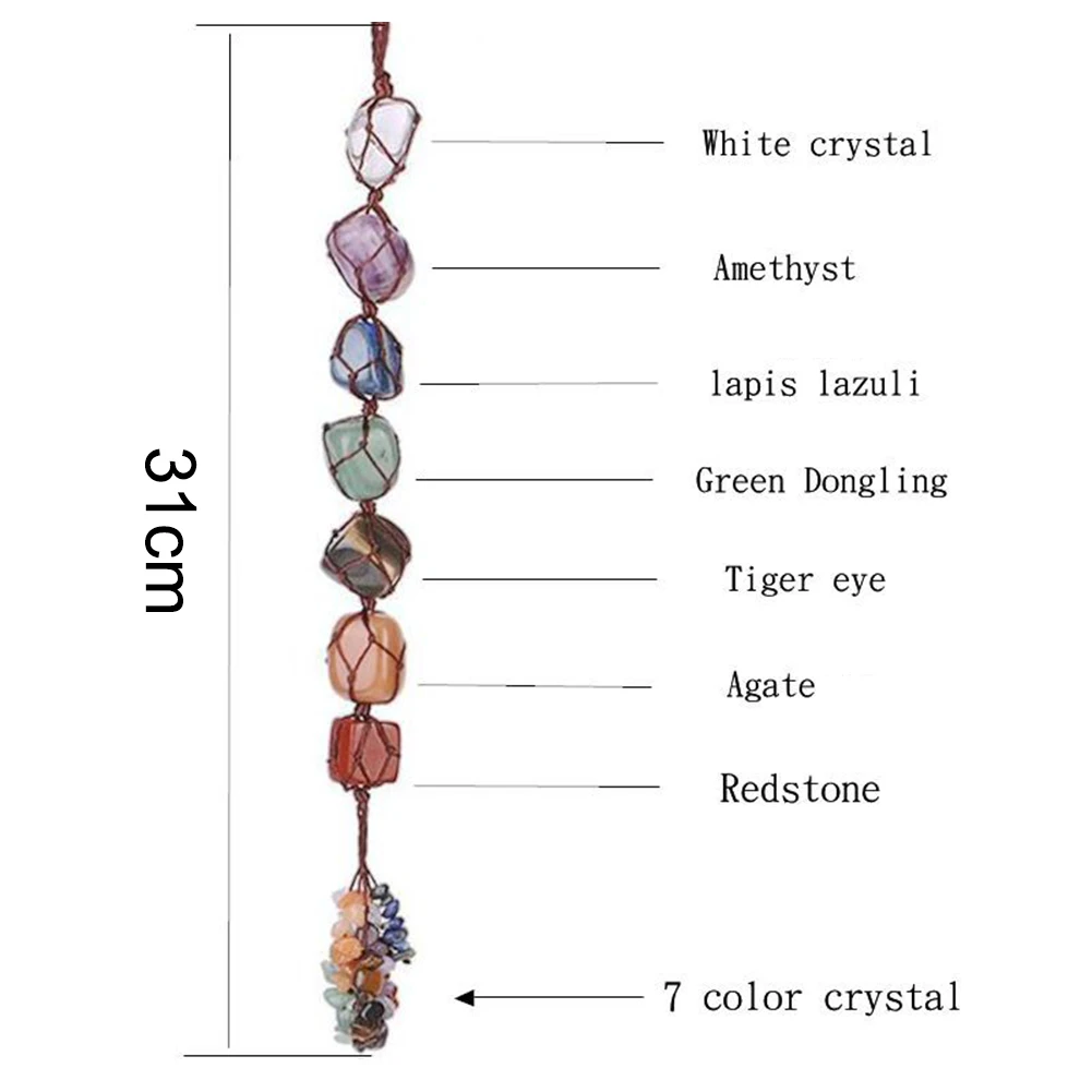 Chakra Tumbled Gemstone Tassel духовная медитация висячий оконный орнамент натуральные камни для украшения дома автомобиля