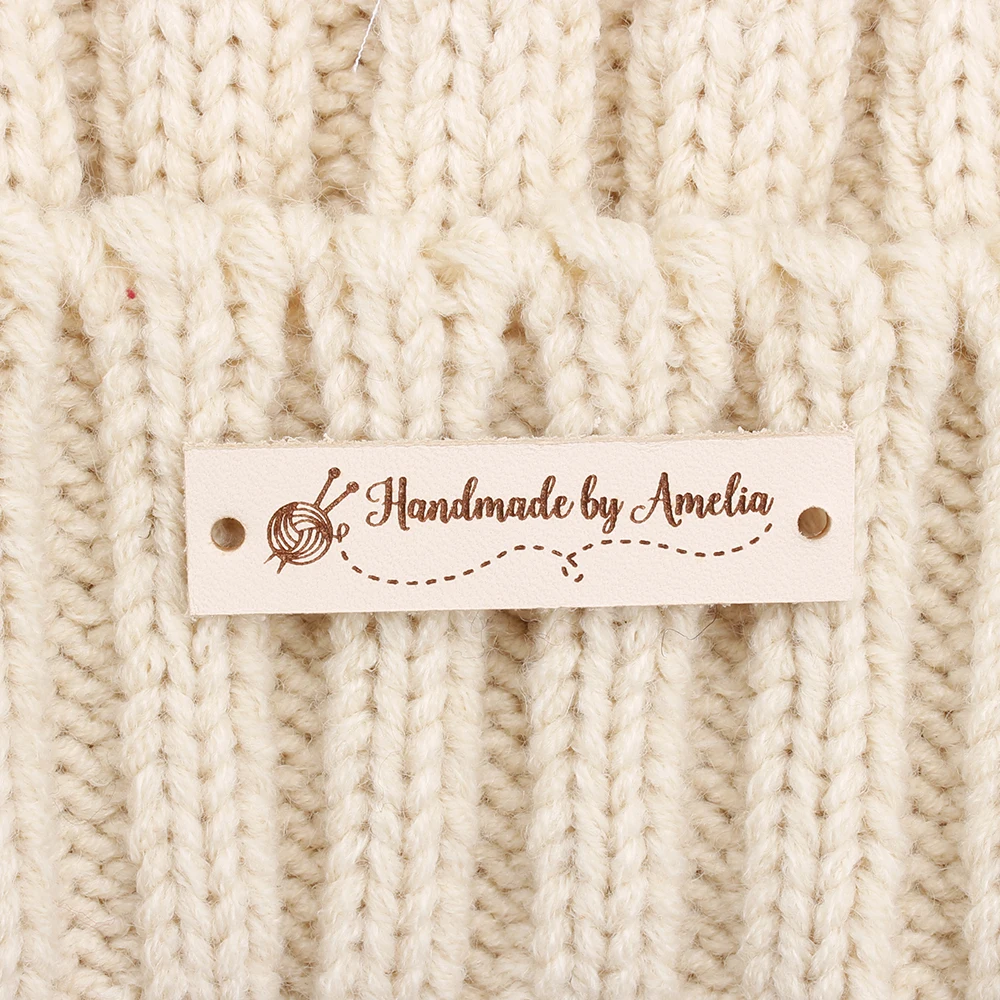 Custom Leather Label Personalised Name Label Knitting Tags For Hats