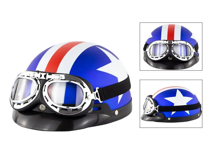 Dragonpad Motorcycle Helmet Bike Riding Protective Strong Safety Half-face Helmet with Goggles Vintage Motorcycle