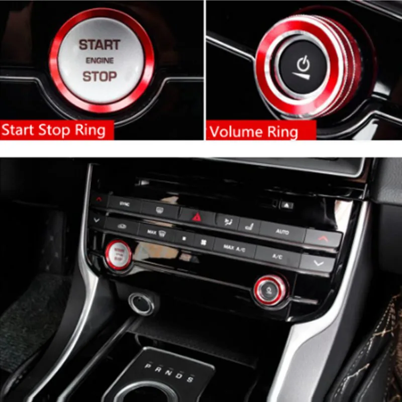 Декоративные круглые кольца для XF XFL аксессуары кнопки Jaguar XE XEL Red Stop Control прочные и