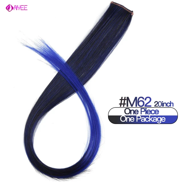 AIYEE Hair Extensions Pure RainBow Hairpiece Clip In Hair Piece Synthetic Long Straight Ombre Pink Red Rainbow Hair Piece 62