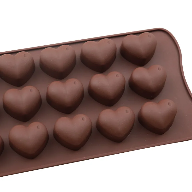 Silicone Cake Mold 15 Lattices Heart-Shape Chocolate Mold with Raindrops Baking Mold Tools for Cakes Bakery Supplies Heat-resist