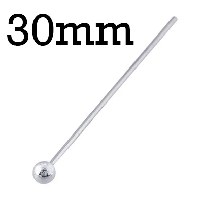 Ball Pin 0.6x2x30mm Настоящий 925 пробы, серебряный штырь для глаз, плоская головка, штырь для изготовления ювелирных изделий, 0,6 мм проволока - Цвет: Ball Pin 0.6x2x30mm