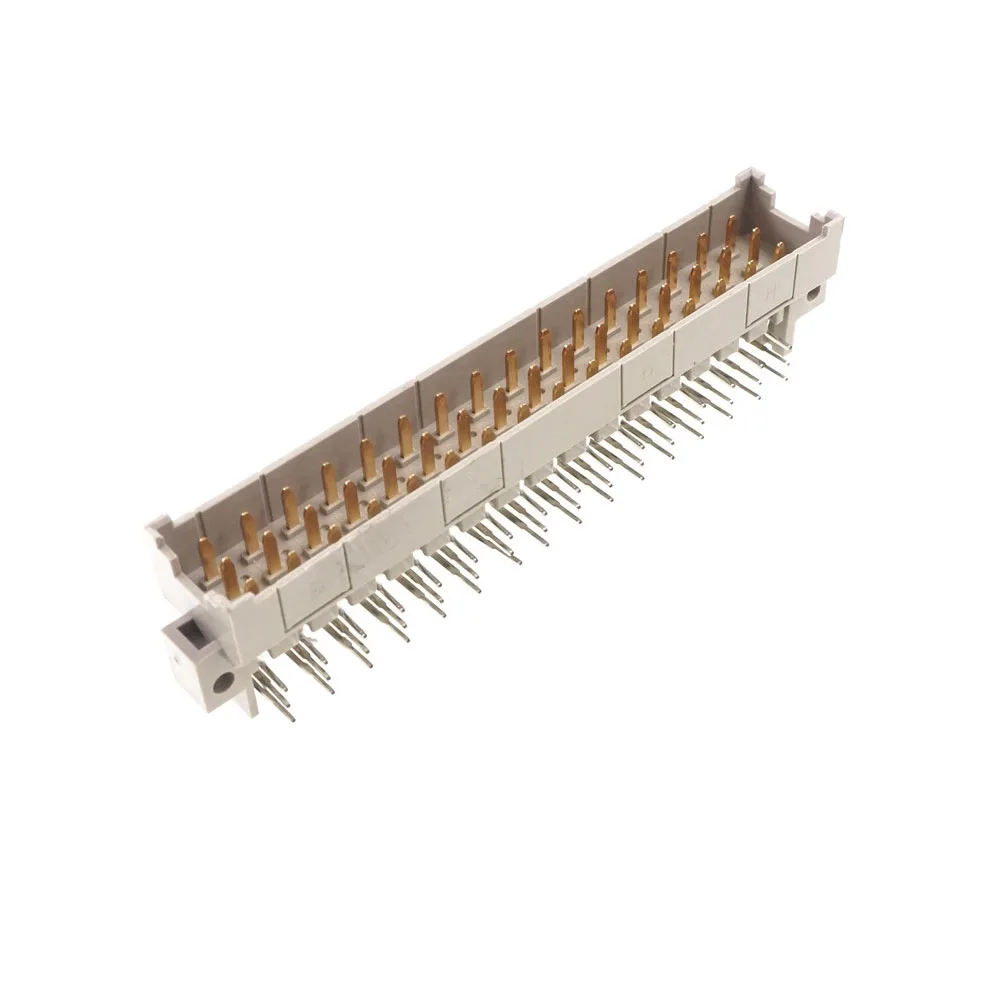Conector de Solda Masculino 90 Graus 48 Posições 3×16 Pinos Din 41612 Passo 5.08 mm Fileira Espaço 2.54 Cruz 21 Alta Corrente